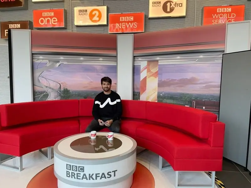 Me posing in the BBC Breakfast couches
